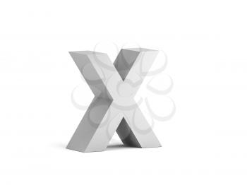 White bold letter X isolated on white background with soft shadow, 3d rendering illustration 