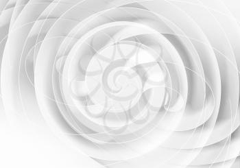 Abstract white digital graphic background with spirals, multi exposure effect. 3d rendering illustration