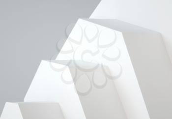 Abstract white geometric installation with soft shadows. 3d rendering illustration 