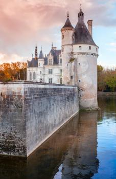 Chateau de Chenonceau, medieval french castle in Loire Valley, France. It was built in 15-16 century. Unesco heritage site