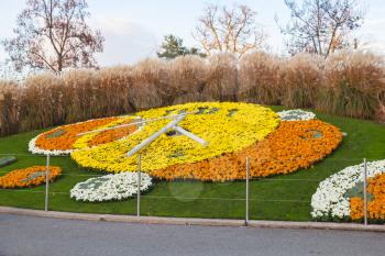 Flower clock in Geneva, Switzerland. Popular tourist attractions