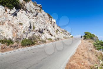 Bright summer landscape with mountain road, Zakynthos, Greece