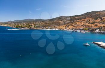Panoramic coastal landscape, port of Agios Nikolaos. Zakynthos island, Greece. Popular touristic destination