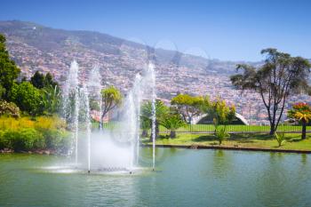 Fountains of Santa Catarina Park, this is one of the largest parks of Funchal, Madeira island, Portugal