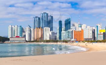 Haeundae beach landscape, one of the most famous and beautiful beaches in Busan, South Korea