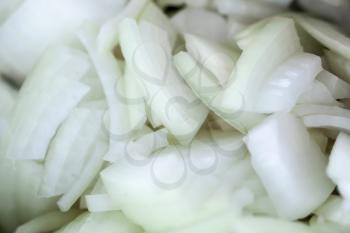 Pile of sliced white onions, popular food ingredient
