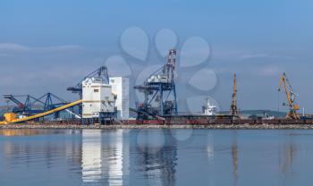 Cranes and industrial buildings. Port of Burgas, Black Sea, Bulgaria