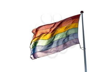Rainbow flag representing LGBT pride isolated on white background