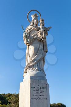 Gaeta, Italy - August 20, 2015: Statue of the Santa Maria Ausiliatrice in park of Monte Orlando