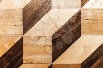 Classic wooden parquet design, volume cubes illusion. Flooring background texture