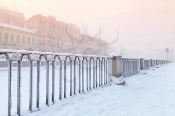 Griboyedov Canal in winter day. Cityscape of Saint-Petersburg, Russia