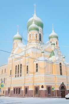 Exterior of Saint Isidore Church in winter. Saint-Petersburg, Russia