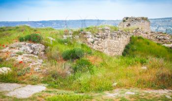 Ruined ancient fortress Calamita in Inkerman, Crimea