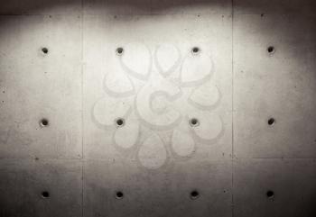 Gray concrete wall with spot lights illumination, flat background photo texture