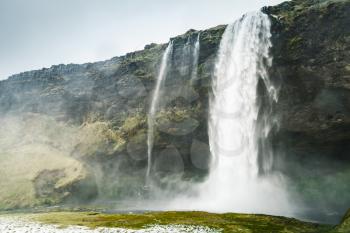 Seljalandfoss waterfall landscape, one of the most popular natural landmark of Icelandic nature