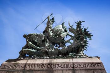 Saint George and the Dragon. Bronze statue located in Stockholm, Sweden. It was inaugurated on 10 October 1912, the date of the Battle of Brunkeberg