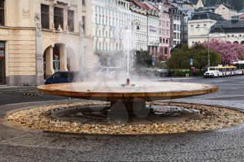 Geyser of mineral water in Karlovy Vary, Czech republic