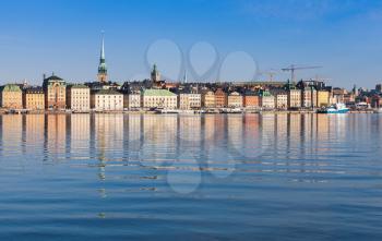 Cityscape of Stockholm. Gamla Stan city district in summer morning 