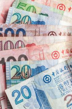 Hong Kong dollars banknotes close-up vertical photo