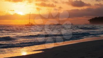Colorful sunrise over Atlantic ocean. Dominican republic, Punta Cana beach