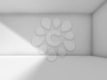 Abstract white empty room interior. 3d render illustration, studio with side soft light