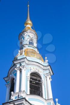 Bell tower of Orthodox St. Nicholas Naval Cathedral, St. Petersburg, Russia