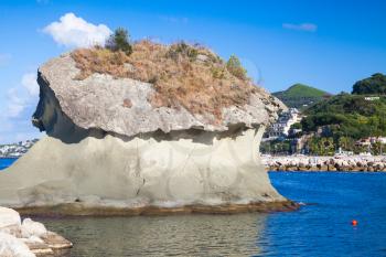 Il Fungo. The famous rock in mushroom shape. Lacco Ameno resort town, Ischia island, Italy