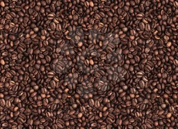 Seamless photo of roasted coffee beans for background texture
