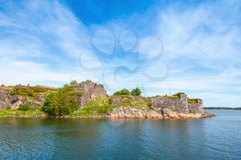 Helsinki, Finland. Suomenlinna fortress in a summer day. It is a World Heritage site and popular with tourists and locals