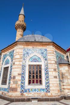 Ancient Camii mosque facade and minaret. Konak square, Izmir, Turkey
