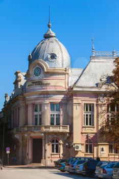 Ruse, Bulgaria - September 29, 2014: Facade of old library building Luben Karavelov in Ruse city center