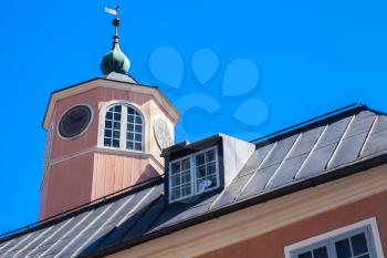 Porvoo, Finland - June 12, 2015: Small tower on the roof of town hall building