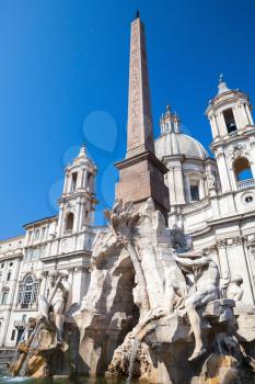 Fountain of the Four Rivers in the Piazza Navona in Rome, Italy