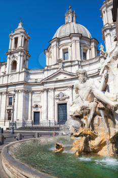 Fountain of the Four Rivers and Palazzo Pamphilj, a palace in the Piazza Navona in Rome. It was built between 1644 and 1650