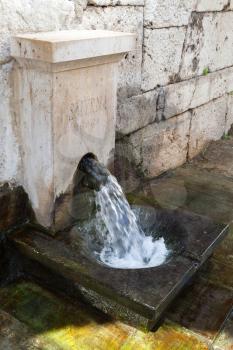 Ancient potable water source in ruined temple of Agora, Smyrna, Izmir, Turkey