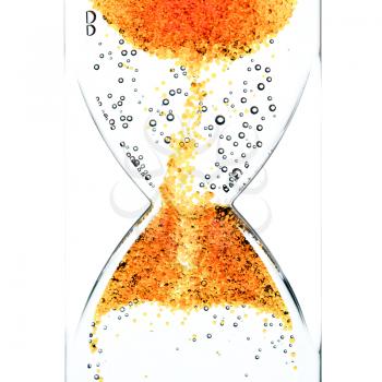 Hourglass with a red bubbles lifting up