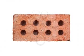 Front view of red brick isolated on white background