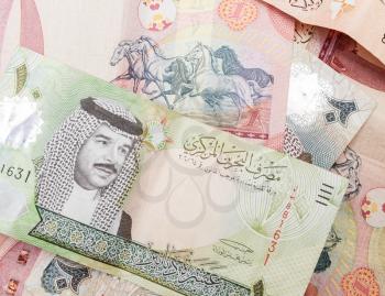 Modern Bahrain dinars banknotes, close-up background photo
