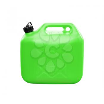 Green plastic jerrycan isolated on white background