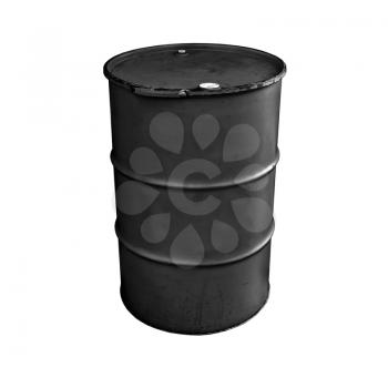 Black metal barrel isolated on white background