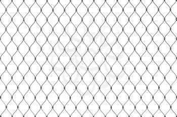 Metal chain link fence background texture isolated on white