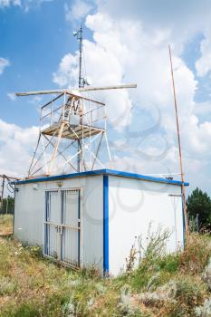 Observation radar station tower with antenna devices and cameras