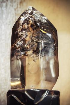 Closeup photo of natural transparent quartz crystal