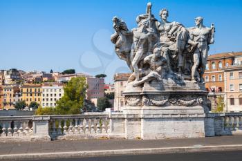 Sculpture of Ponte Vittorio Emanuele II. It is a bridge in Rome constructed to designs of 1886 by the architect Ennio De Rossi