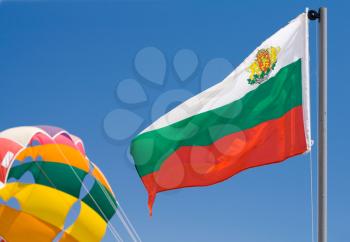 Bulgarian flag against blue sky