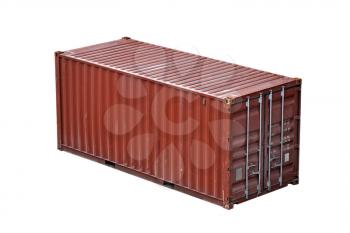Red freight shipping container isolated on white (without names and serial numbers)