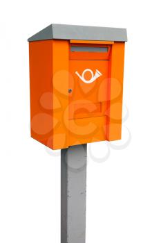 Orange European metal post box