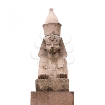 Granite sphinx in Saint-Petersburg isolated on white
