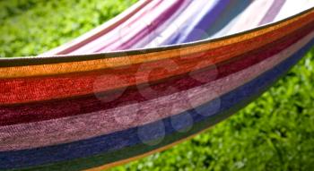 Colorful striped textile hammock  abstract background