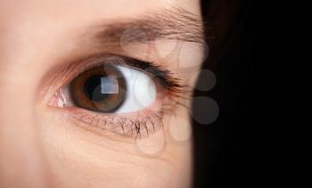 Macro shot of a brown young woman's eye